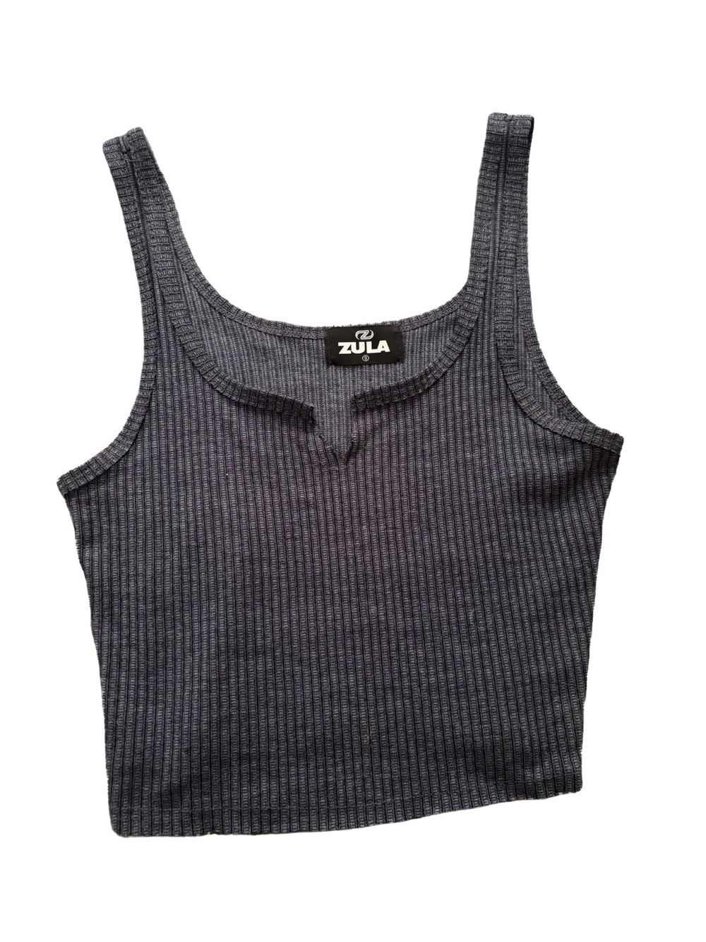 Zula Women's Ribbed Tank Top in Charcoal Gray
